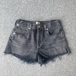 Citizens Of Humanity Black Jean Shorts Distressed Frayed Hem